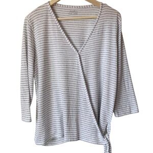 Eddie Bauer Striped V-Neck Wrap Top